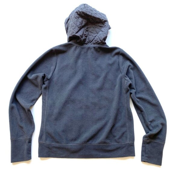 Neiman Marcus Womens M Hooded Fleece Quilted Jacket Full Zip Gray Sweatshirt - Picture 7 of 11